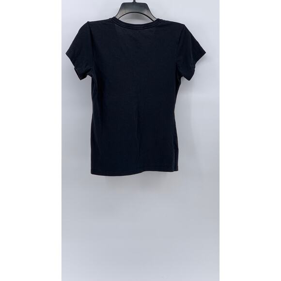 NIKE Women's Black-White V-Neck Swoosh Short Sleeve Active Top SZ S - Picture 2 of 10